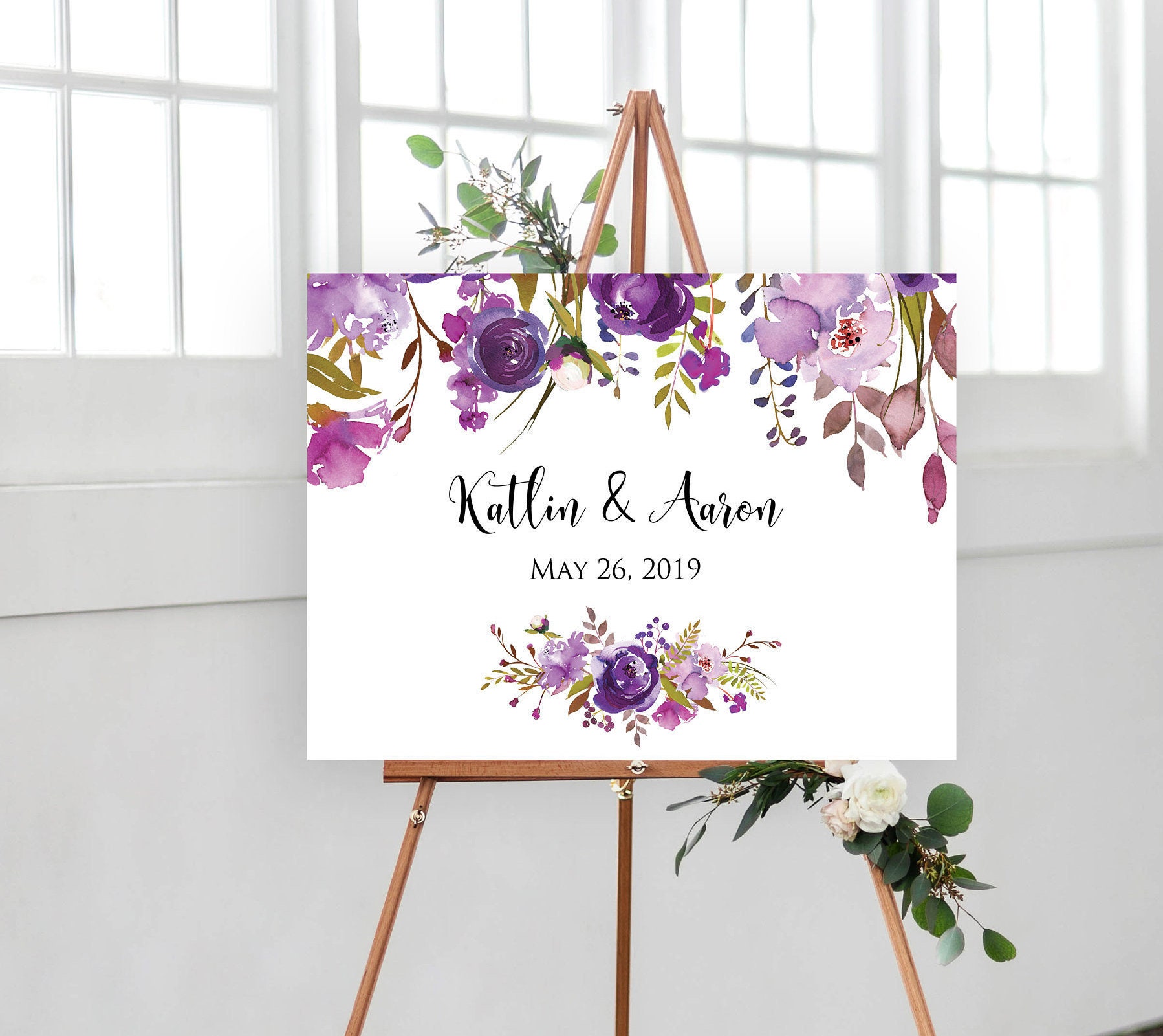 Purple Wedding Signs Wedding Signs Sign Printable Welcome Etsy