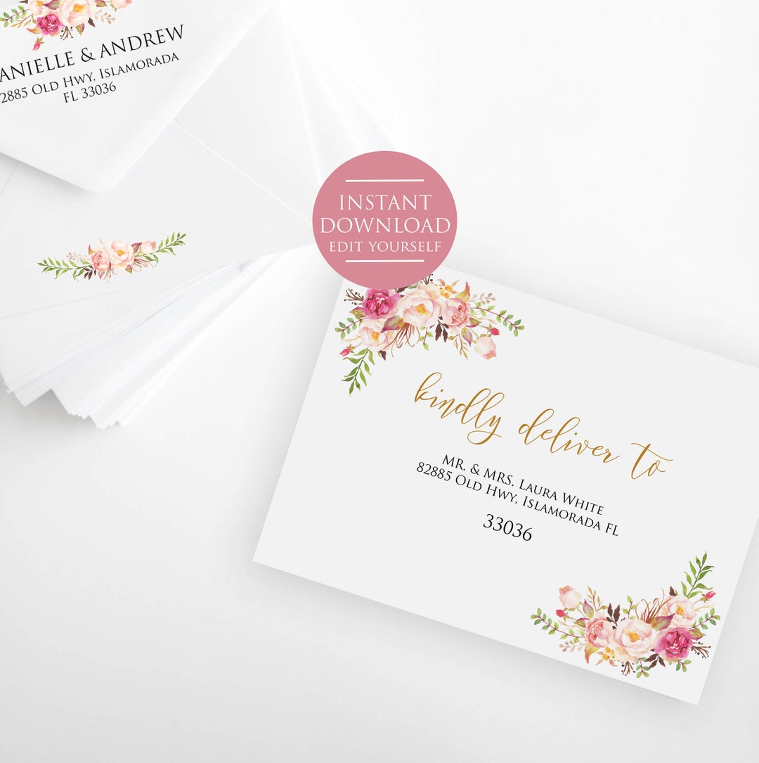 Wedding Envelope Printable, Envelope Addressing Template, Wedding ...