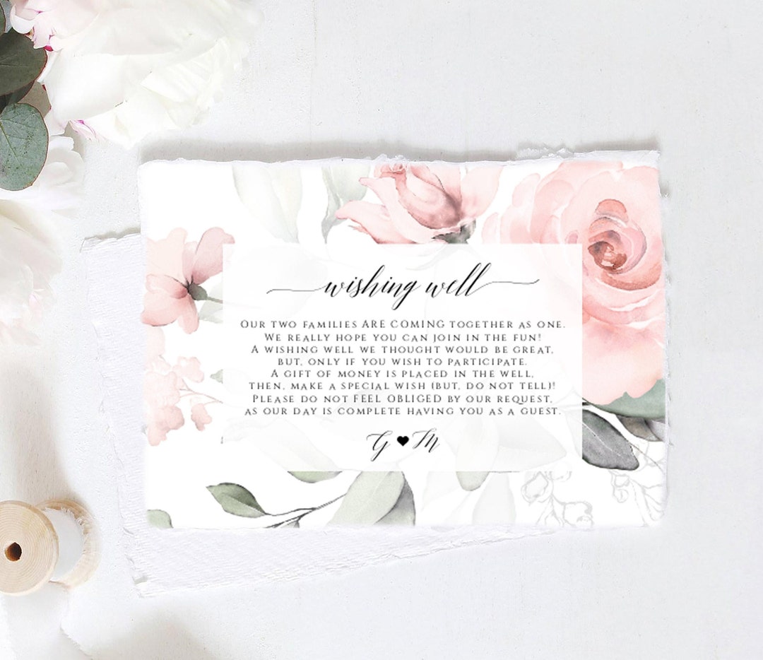 Wishing Well Card Template, Wedding Wishing Well Cards, Printable ...