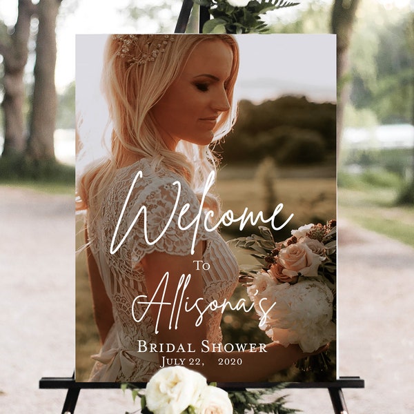 Welcome Sign With Photo, Photo Welcome Sign, Bridal shower signs, Engagement Party, Wedding Welcome Sign, Rehearsal Dinner - Bridal Shower