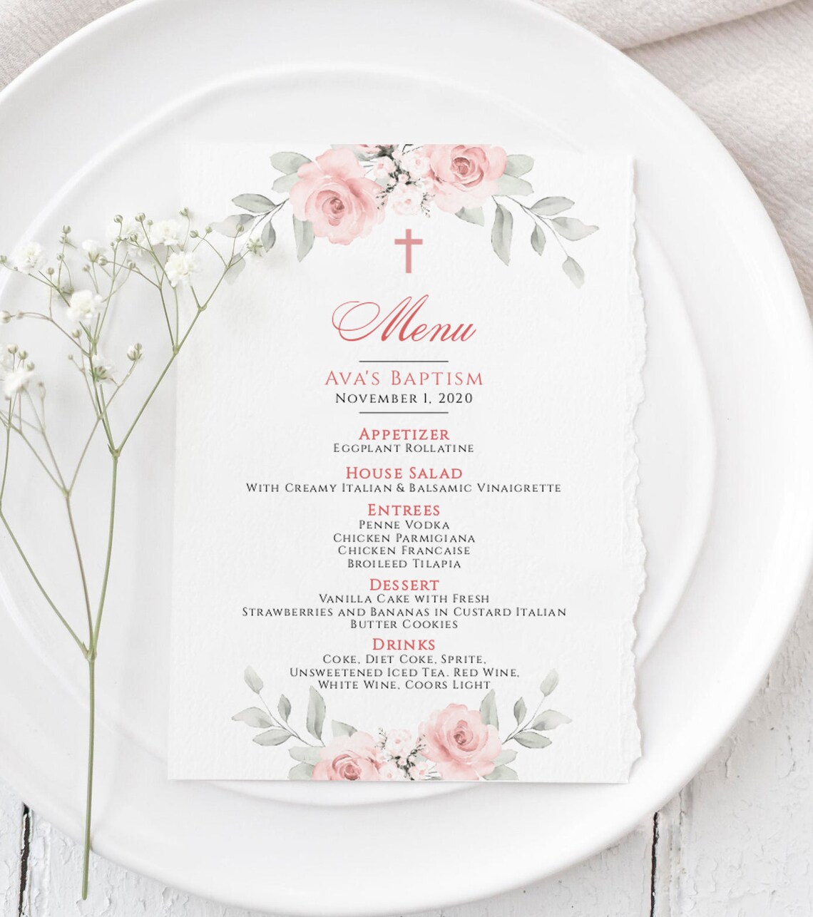 Baptism Menu Template Editable Baptism Menu Delicate Menu Etsy