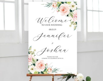 wedding sign, welcome to our wedding sign, welcome to wedding sign, wedding welcome sign, Floral welcome signs, welcome poster, #IKL910