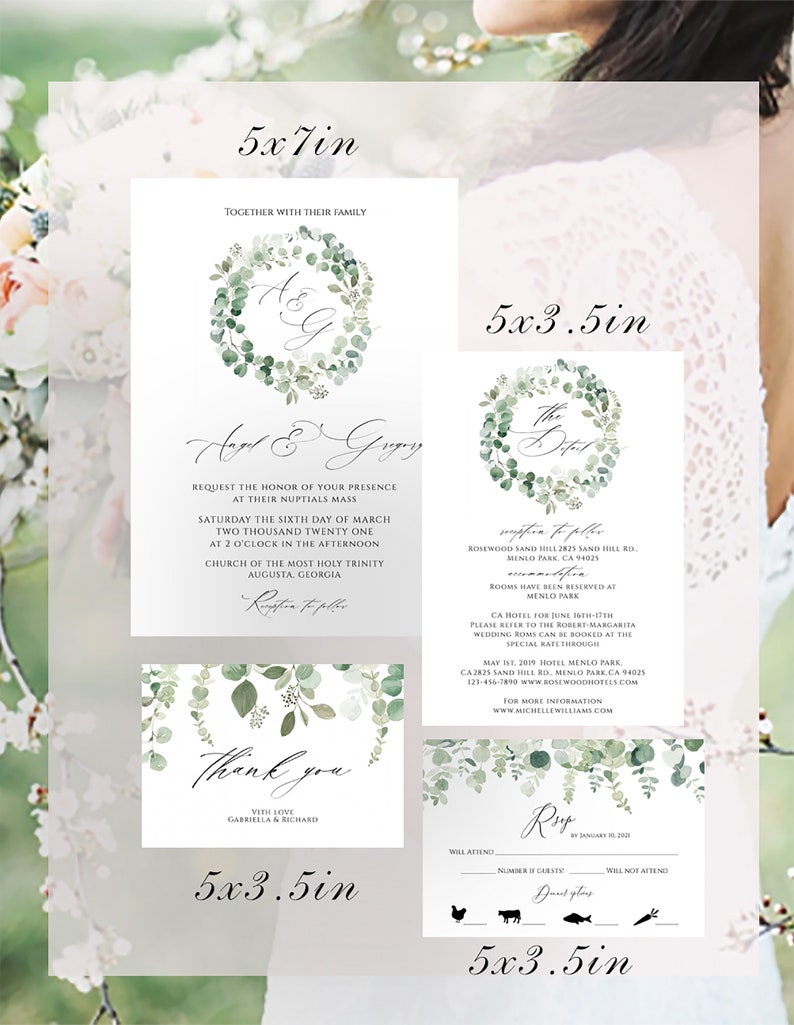 Green Wedding Invitation Kits Wedding Invitation Set Etsy