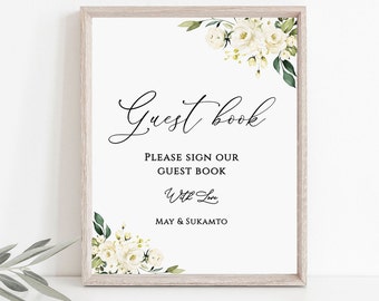 White Guest book Signs, Guest Book Signs, Printable Editable Boho Wedding Guestbook sign Wedding Sign Wedding Signs Party signs Wedding GS9