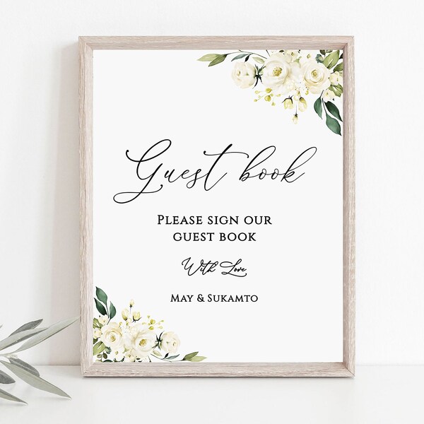 White Guest book Signs, Guest Book Signs, Printable Editable Boho Wedding Guestbook sign Wedding Sign Wedding Signs Party signs Wedding GS9