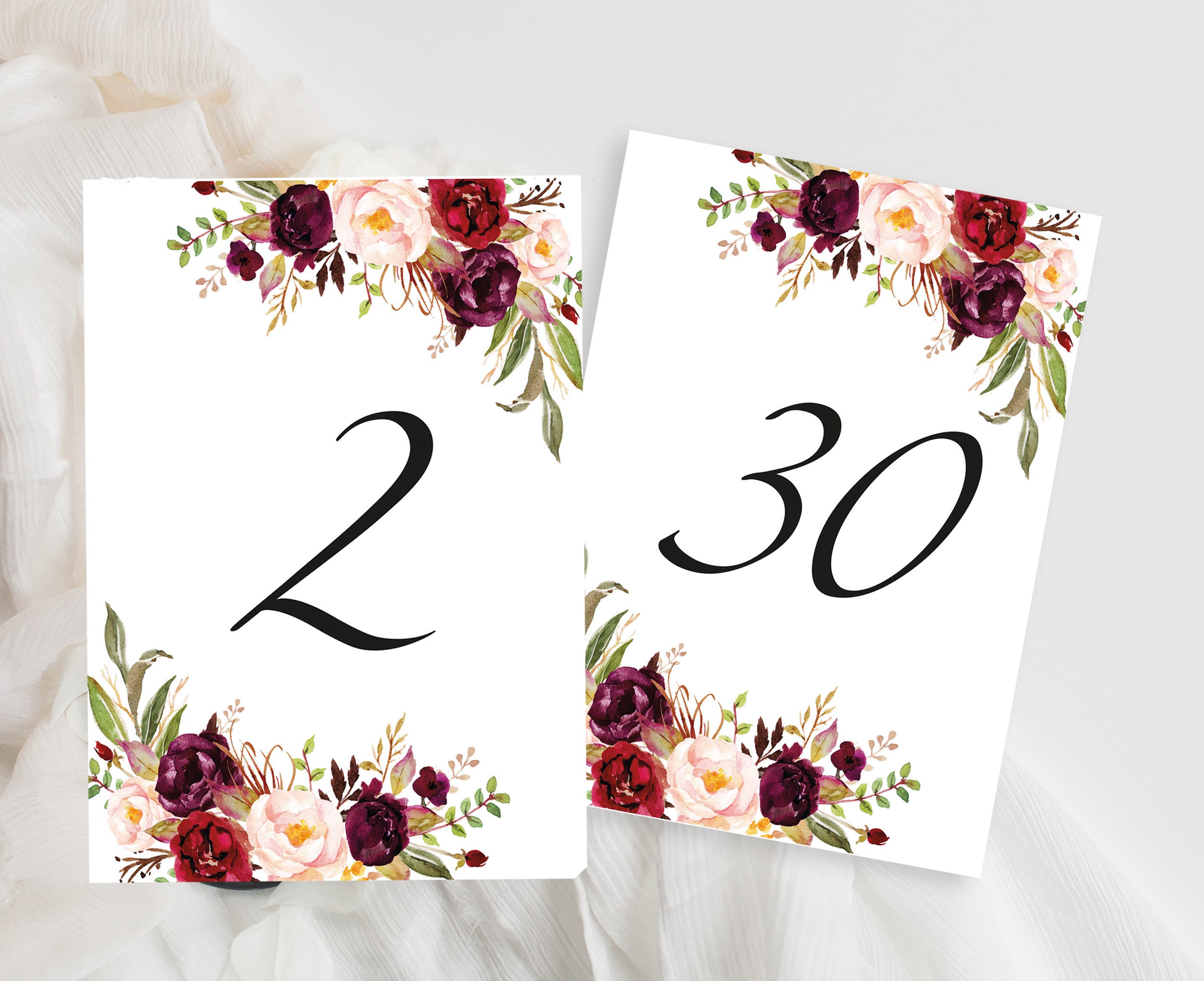 Table Numbers Printable Marsala Table Numbers Seating - Etsy España
