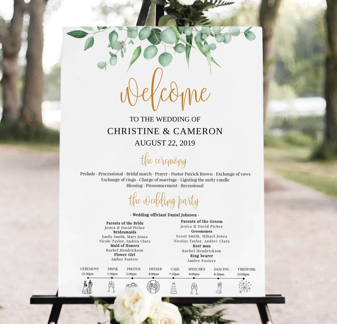 Wedding Program Sign Template, Wedding Ceremony Program, Program Sign ...