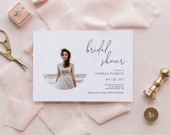 Simple Bridal shower invite with photo, Bridal Shower Invitation Template, Bridal Shower Invitation Templett, Photo bridal shower /CLASSIC