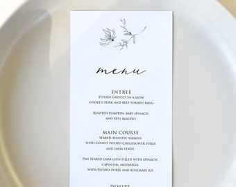 Simple Wedding Menu cards Template, Wedding Menu Template Download, Wedding Menu 5x7 Online Editable Instant Download, Menu Template #L076