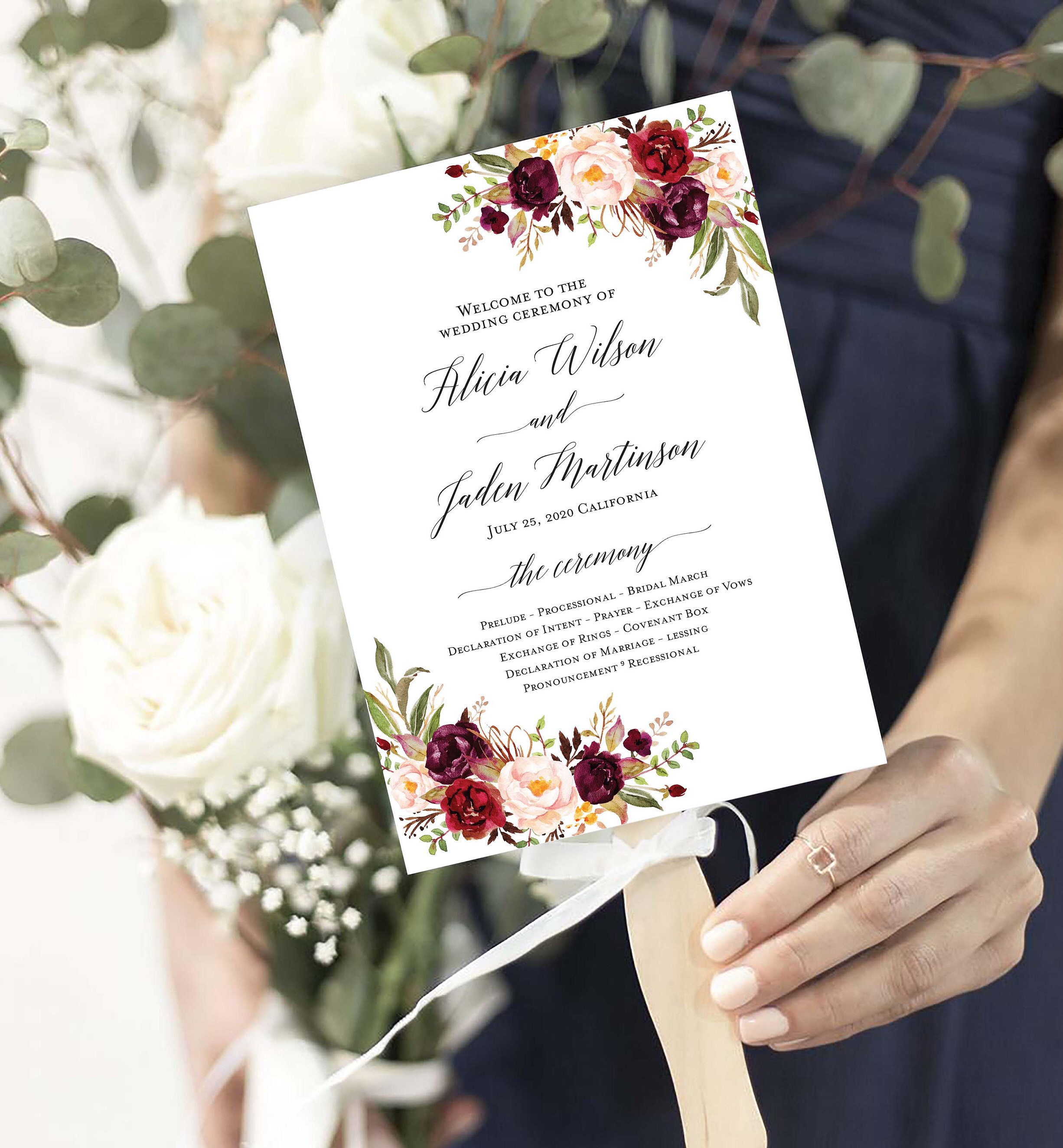 Marsala Program Template Printable Ceremony Template Fully - Etsy