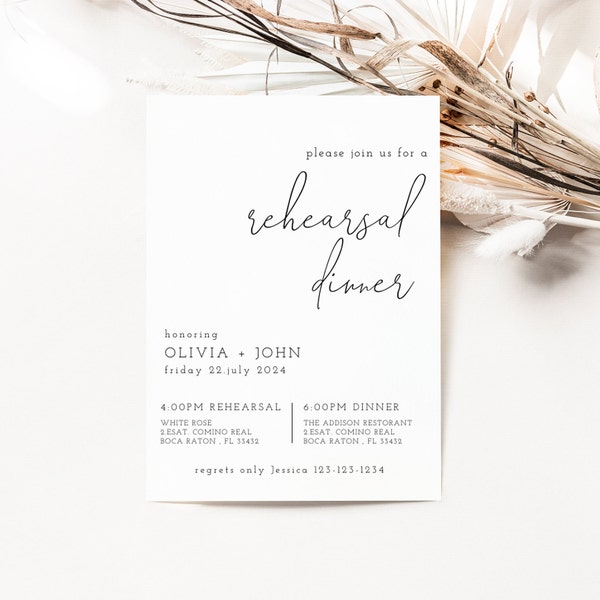 Rehearsal Dinner Invitation Template, Minimal Rehearsal Dinner Invite, Modern Night Before Invitation, Templet Invitation instant /CLASSIC