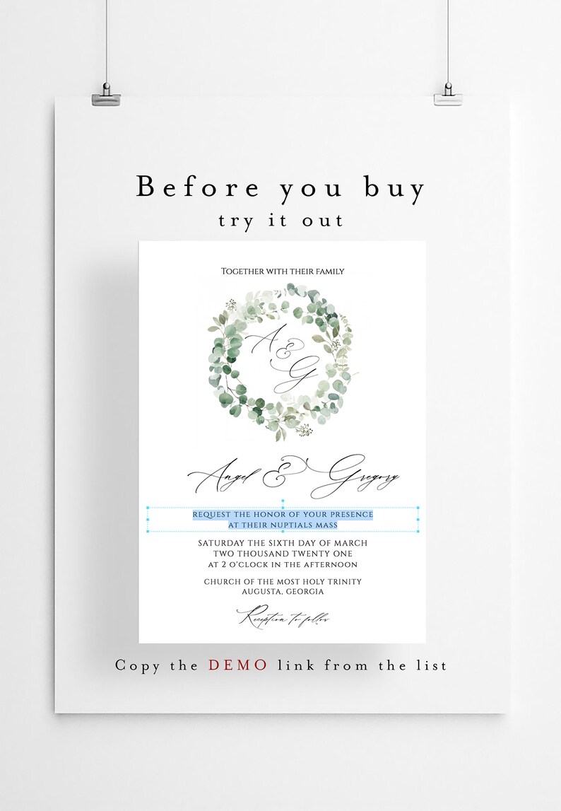 Green Wedding Invitation Kits Wedding Invitation Set Etsy