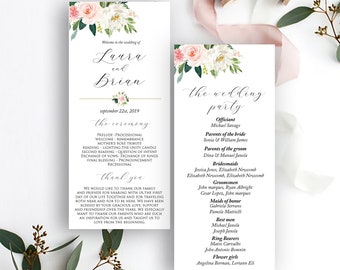 Floral Wedding Program, Wedding programs instant download, Wedding program, DIY Template Welcome wedding program template, instant #IKL910