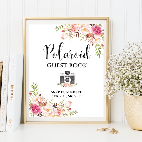 Polaroid Wedding Guest Book, Sign Photo Guest Book, Floral Wedding Photo  Guestbook Sign,guest Book Alternative, Floral Polaroid RTV9 