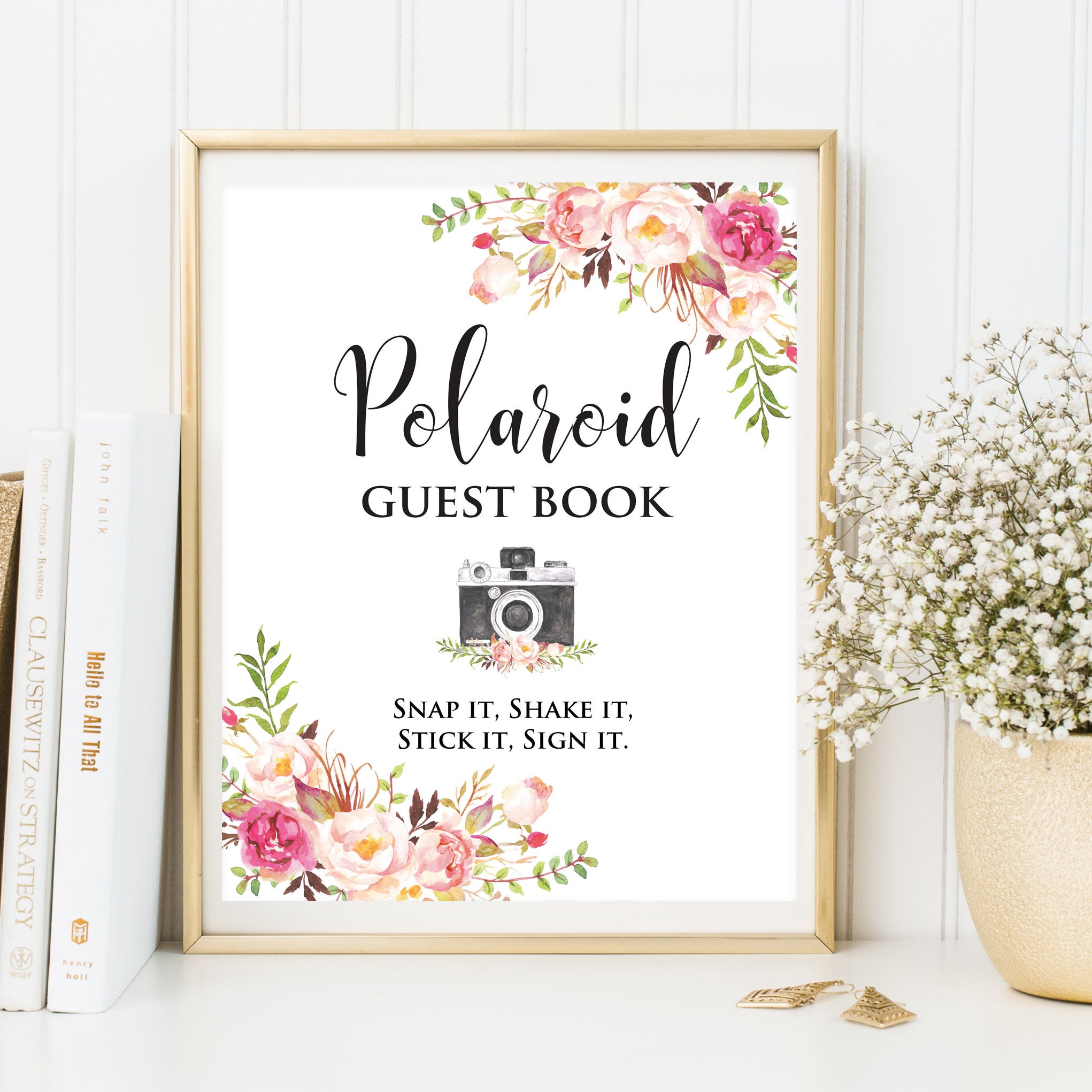 Polaroid Wedding Guest Book, Sign Photo Guest Book, Floral Wedding Photo  Guestbook Sign,guest Book Alternative, Floral Polaroid RTV9 