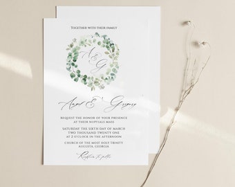 Green Wedding Invitation kits, Wedding Invitation Set, Invitation, RSVP & Details, INSTANT DOWNLOAD, 100%Editable Text Templatett G021