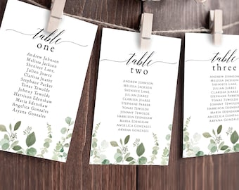 Eucalyptus Seating Chart Template, Editable Seating Cards, Wedding Seating Chart Template, Seating Chart Sign,Instant Download Templett G021