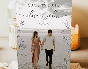 Save the date with photo, Editable template save the date, Save The Date Template, Photo save the date template Printable, INSTANT DOWNLOAD