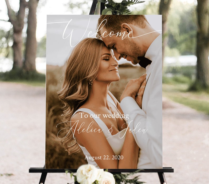 Welcome photo wedding sign, Welcome sign, Wedding welcome photo sign, Welcome our wedding signs,  DIGITAL signage, picture welcome sign 