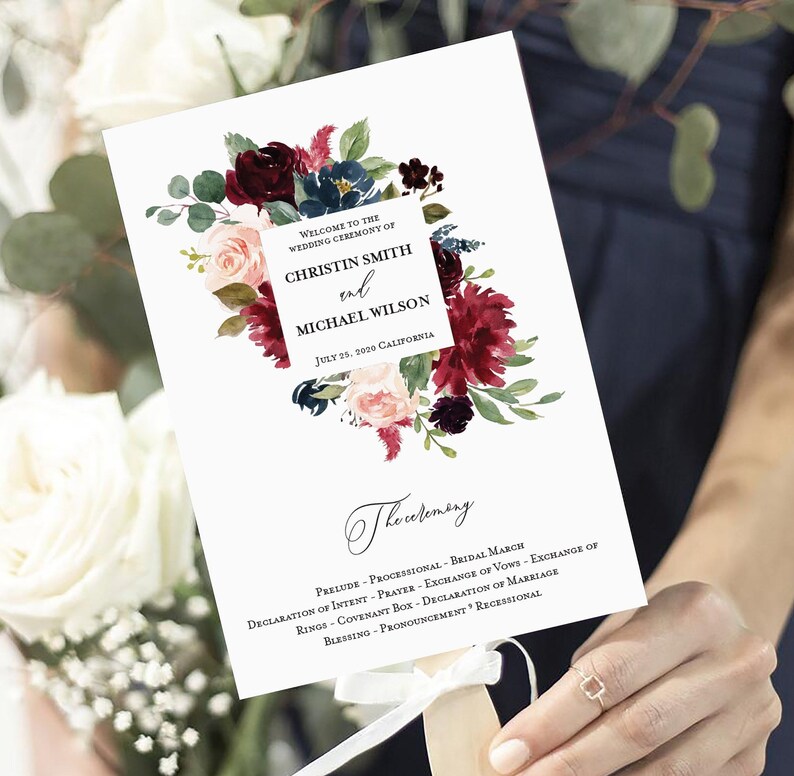 Fan Program Template Download Printable Ceremony Template Etsy