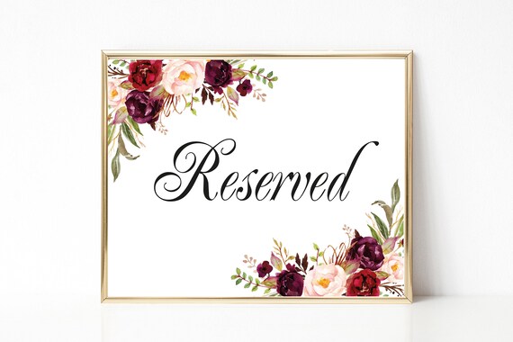 Reserved Sign Wedding Reserved Table Sign Reserved Card Etsy