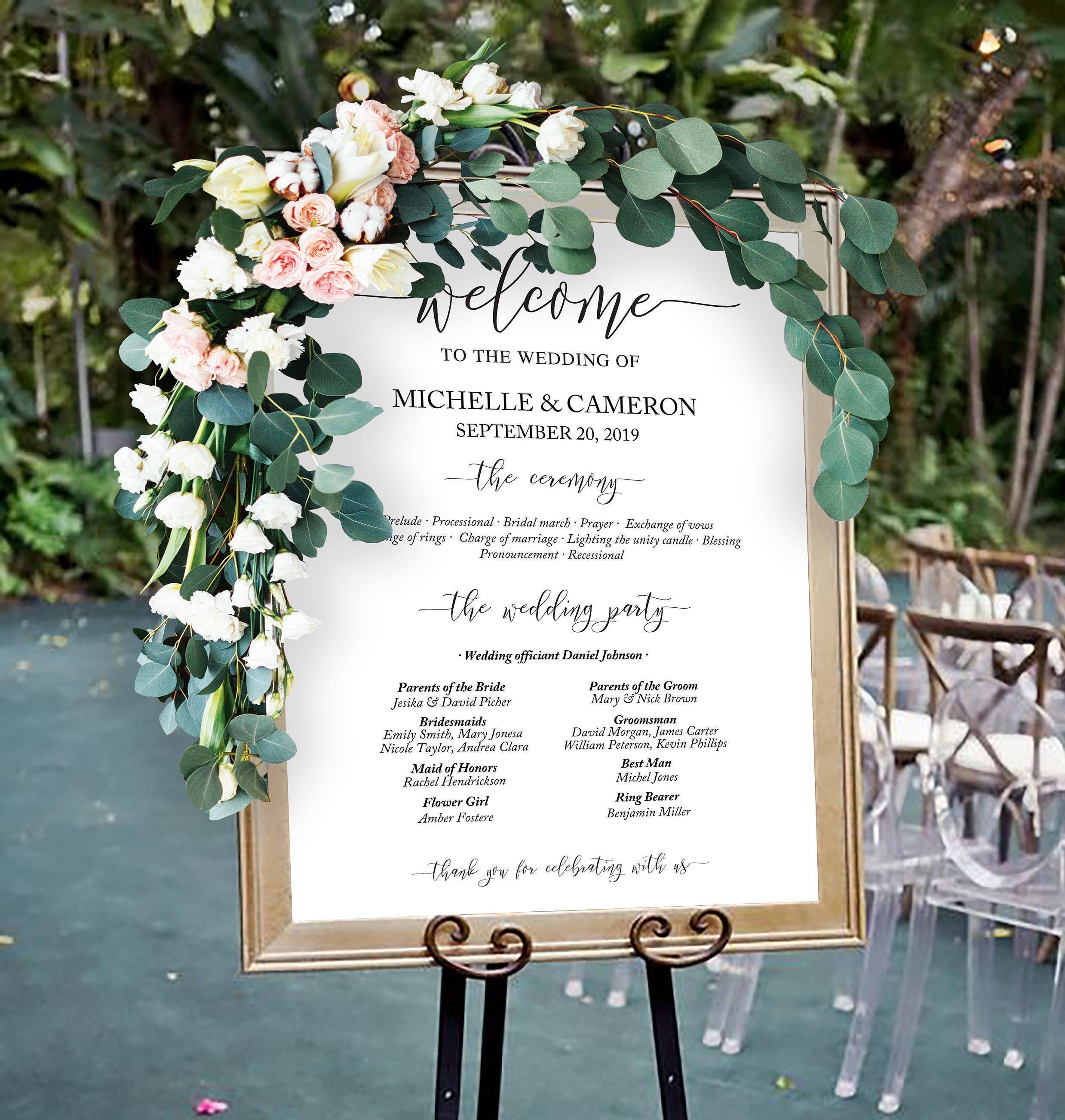 Wedding Program Sign Welcome Sign Wedding Welcome Wedding - Etsy