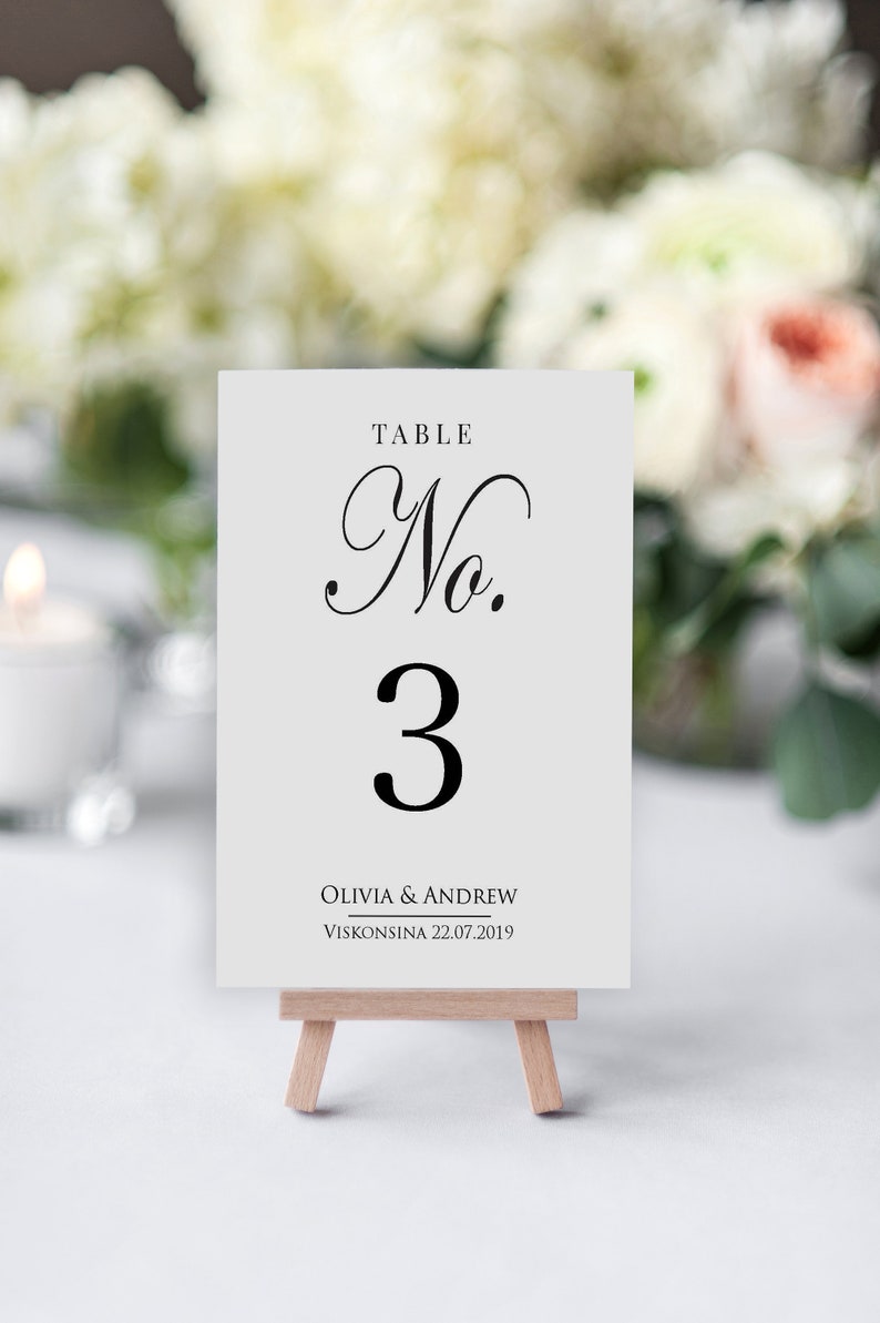 Table Number Card Template Table Number Cards Editable Etsy