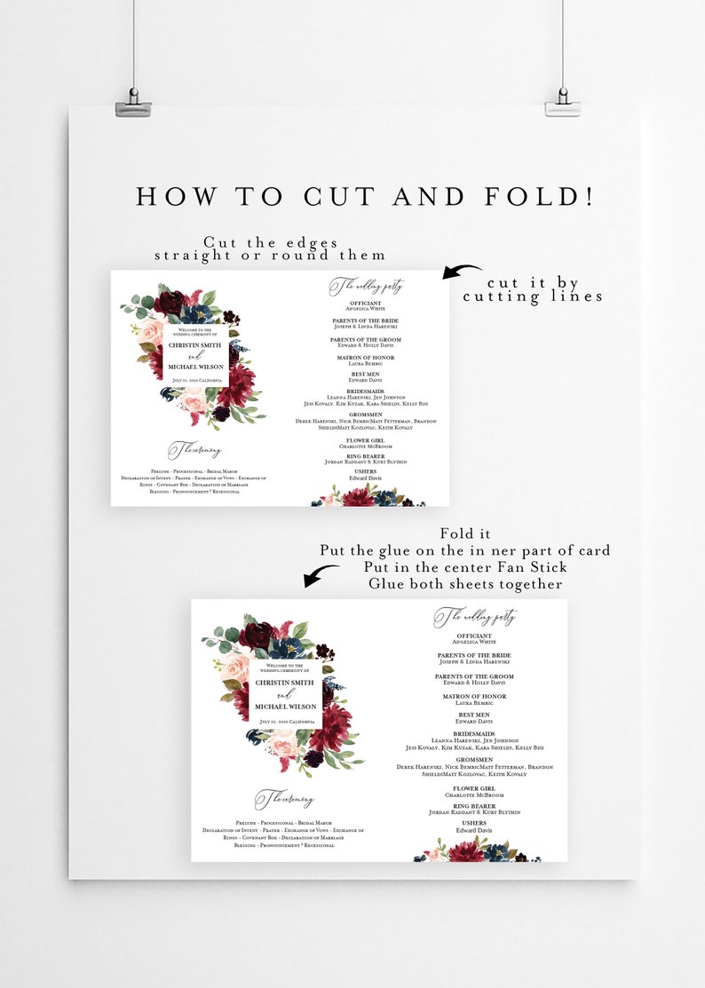 Fan Program Template Download Printable Ceremony Template Etsy