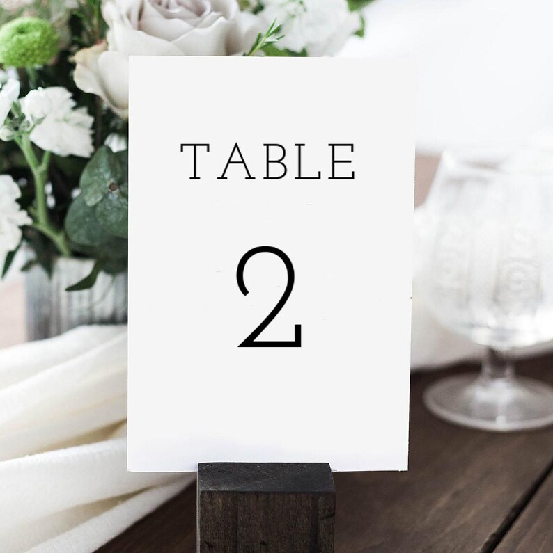 Simple Table Number Cards Template Minimal Table Number Etsy