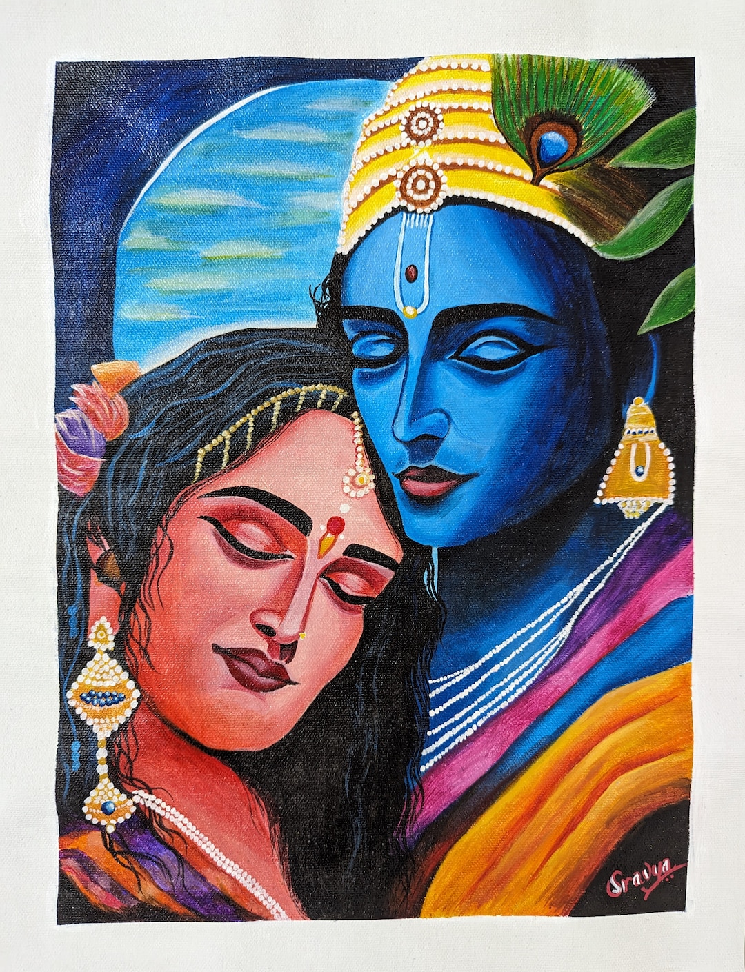 Radha Krishna Acrylic Painting Eternal Love Canvas Etsy