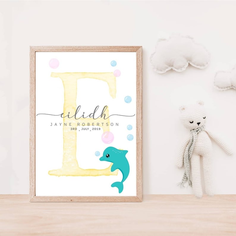 Personalised baby name print cute baby prints nursery wall Etsy