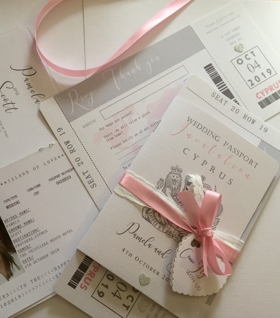 Passport Wedding Invitation Glitter Wedding Invite Etsy