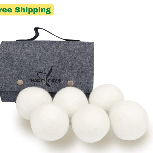 Woolous Wool Dryer Balls – Fabric softener Balls, Zero Chemicals – Minimize Wrinkles and Speed Up Drying Process (6 Pack)