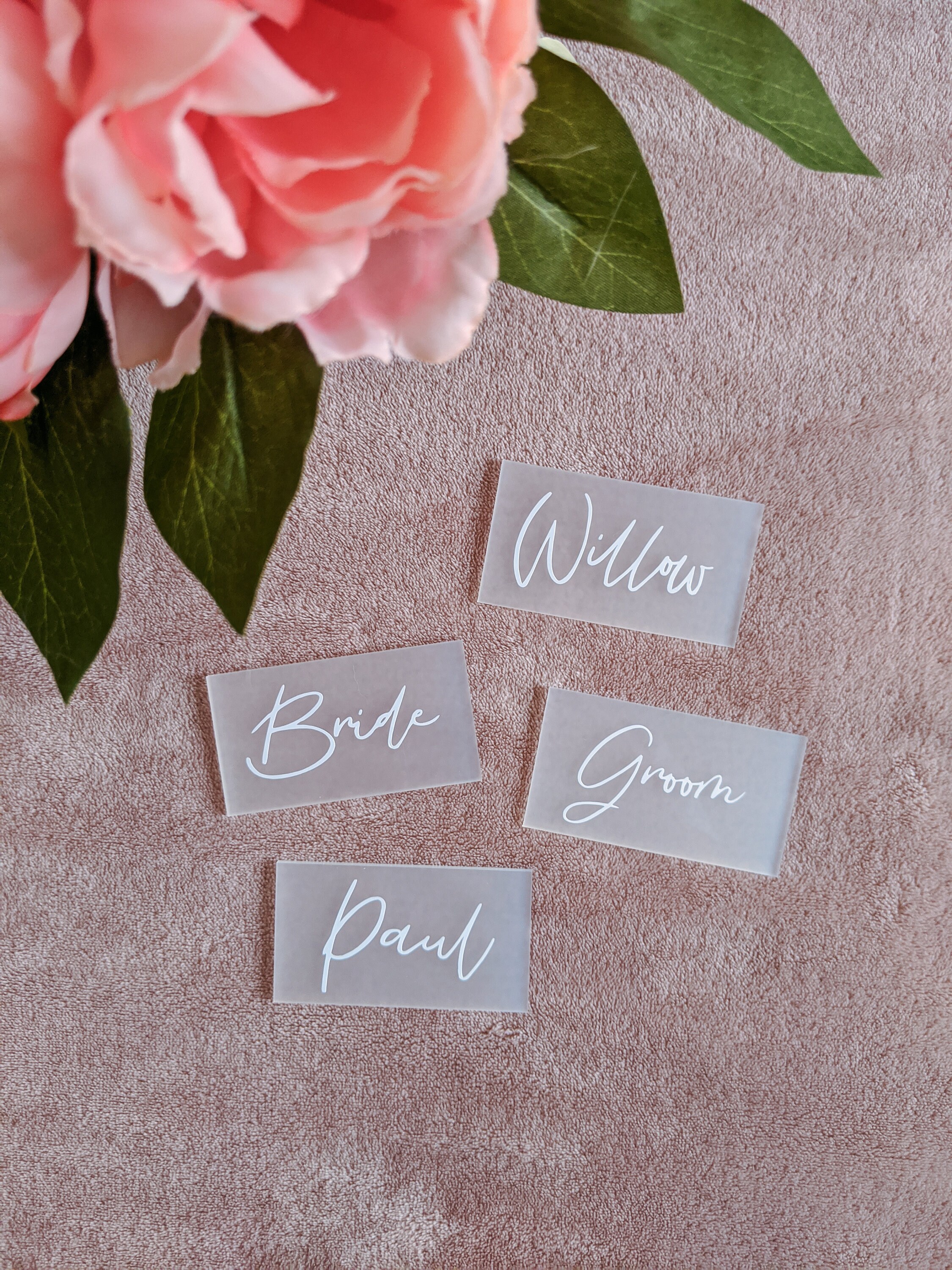 Personalised Clear Acrylic Place Card With Vinyl Calligraphy Etsy