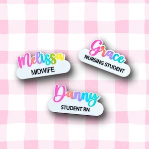 Personalised Colourful Pastel Acrylic Name Badges Gifts Teacher Nurses Magnetic Handmade Pastel Fun Designs Quirky Gift Ideas Prac Staff Aus