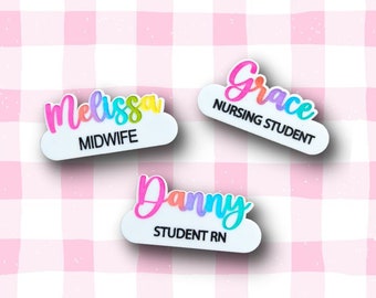 Personalised Colourful Pastel Acrylic Name Badges Gifts Teacher Nurses Magnetic Handmade Pastel Fun Designs Quirky Gift Ideas Prac Staff Aus