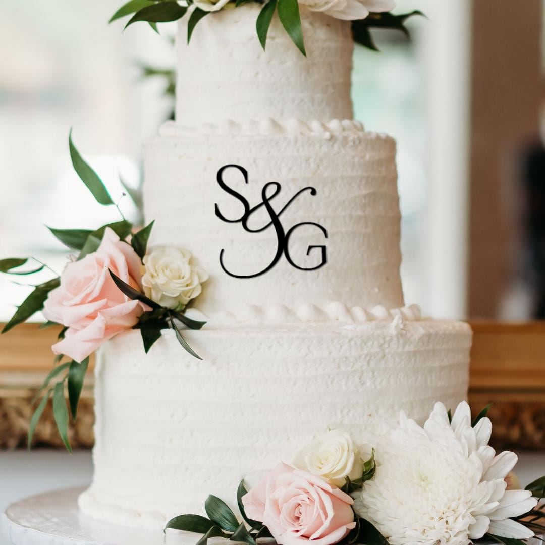 Personalised Acrylic Cake Topper | Custom Monogram Initials | Wedding ...