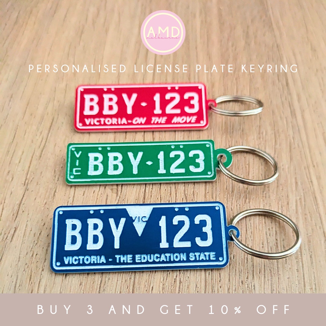 Personalised License Plate Keyring Rego Keychain Number Plate Gifts for