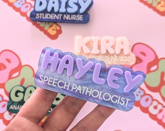 Pearl Name Badge Nurse Personalised Reel Teacher Midwife Gift Ideas Magnetic Shimmery Custom Accessories