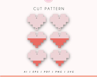 Earrings SVG Digital Download Bundle Kit Fall Pixel Quirky File Geometric Gaming Hearts Engraved Glowforge Beambox Flux Designed For Laser