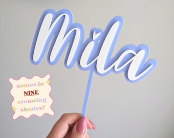 Personalised 3D Calligraphy Cake Topper Love Heart Font Pastel Acrylic Cake Decorations