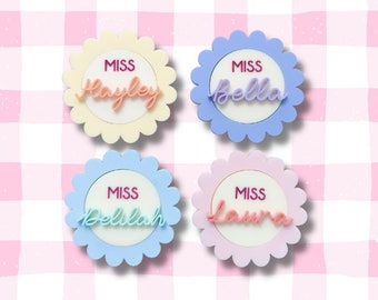 Personalized Acrylic Daisy Name Badge - Teacher, Nurse, Staff