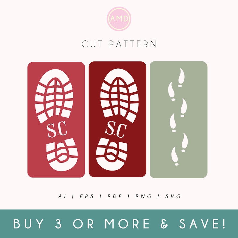Santa Boot Footprint Stencil SVG, Christmas Laser Cut File (digital ...