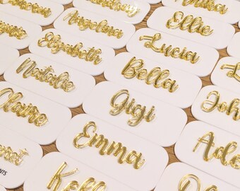 Personalized White & Gold Mirrored Acrylic Name Tag - Luxe Work Badge