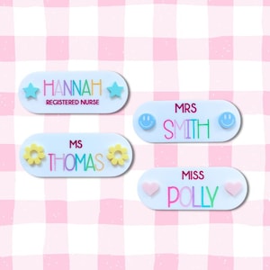 Personalised Acrylic Name Badges Teacher Nurse Badge Medical Magnetic Pin Handmade Pastel Cute Quirky Thank You Gift Ideas Prac Staff Aus