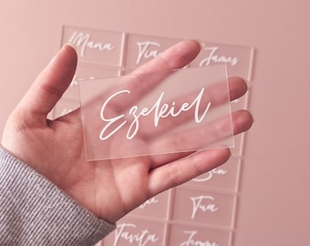 Personalised Acrylic Place Cards: Frosted and Clear Wedding Event Decor
