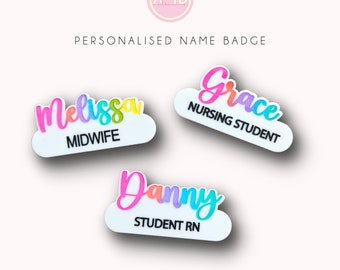 Personalised Colourful Pastel Acrylic Name Badges Gifts Teacher Nurses Magnetic Handmade Pastel Fun Designs Quirky Gift Ideas Prac Staff Aus