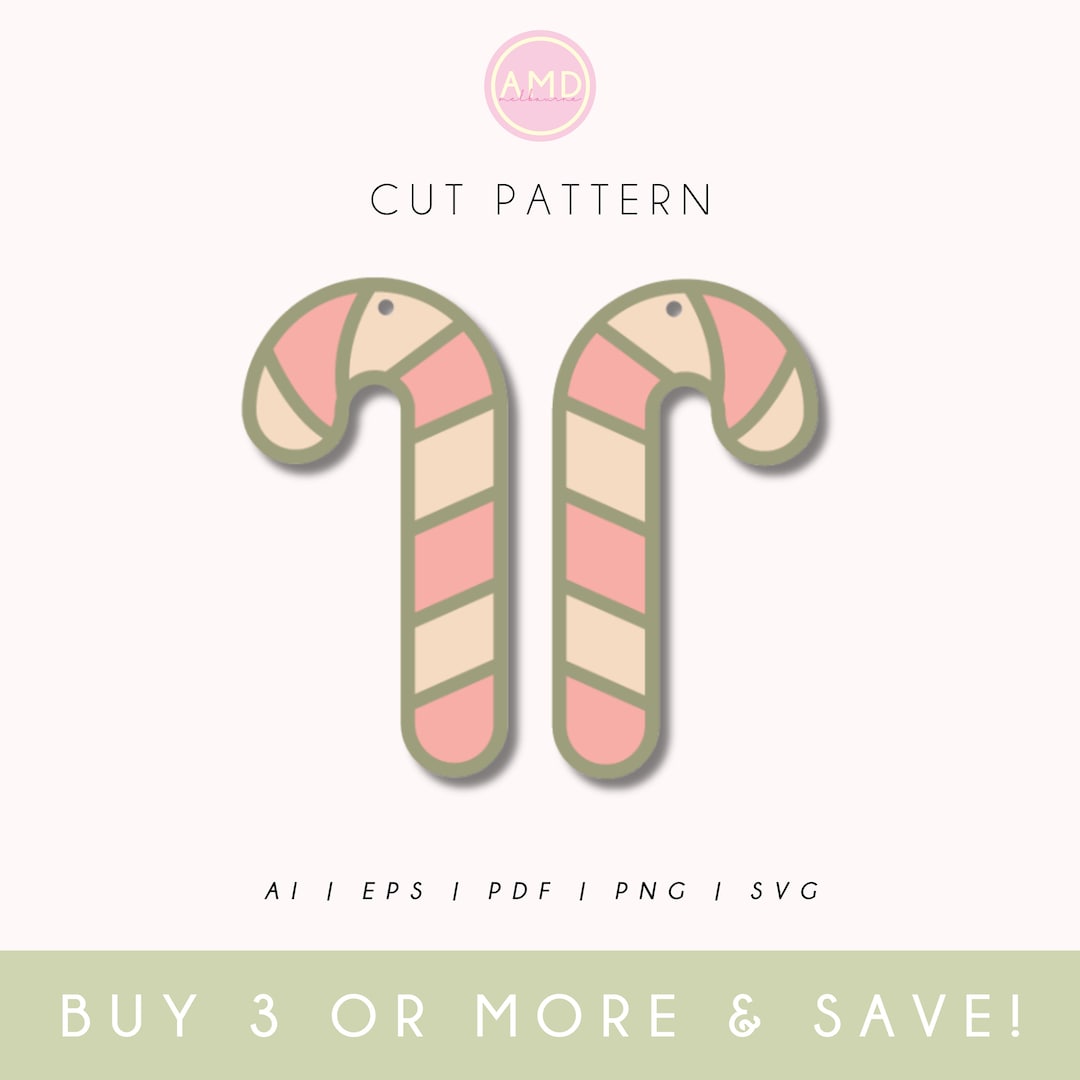 Candy Cane Earrings SVG Laser Cut File (digital Download) - Etsy