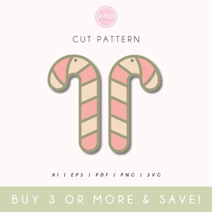 Earrings SVG Digital Download Bundle Kit Christmas Candy Cane Pixel Quirky File Geometric Engraved Glowforge Beambox Flux Designed For Laser