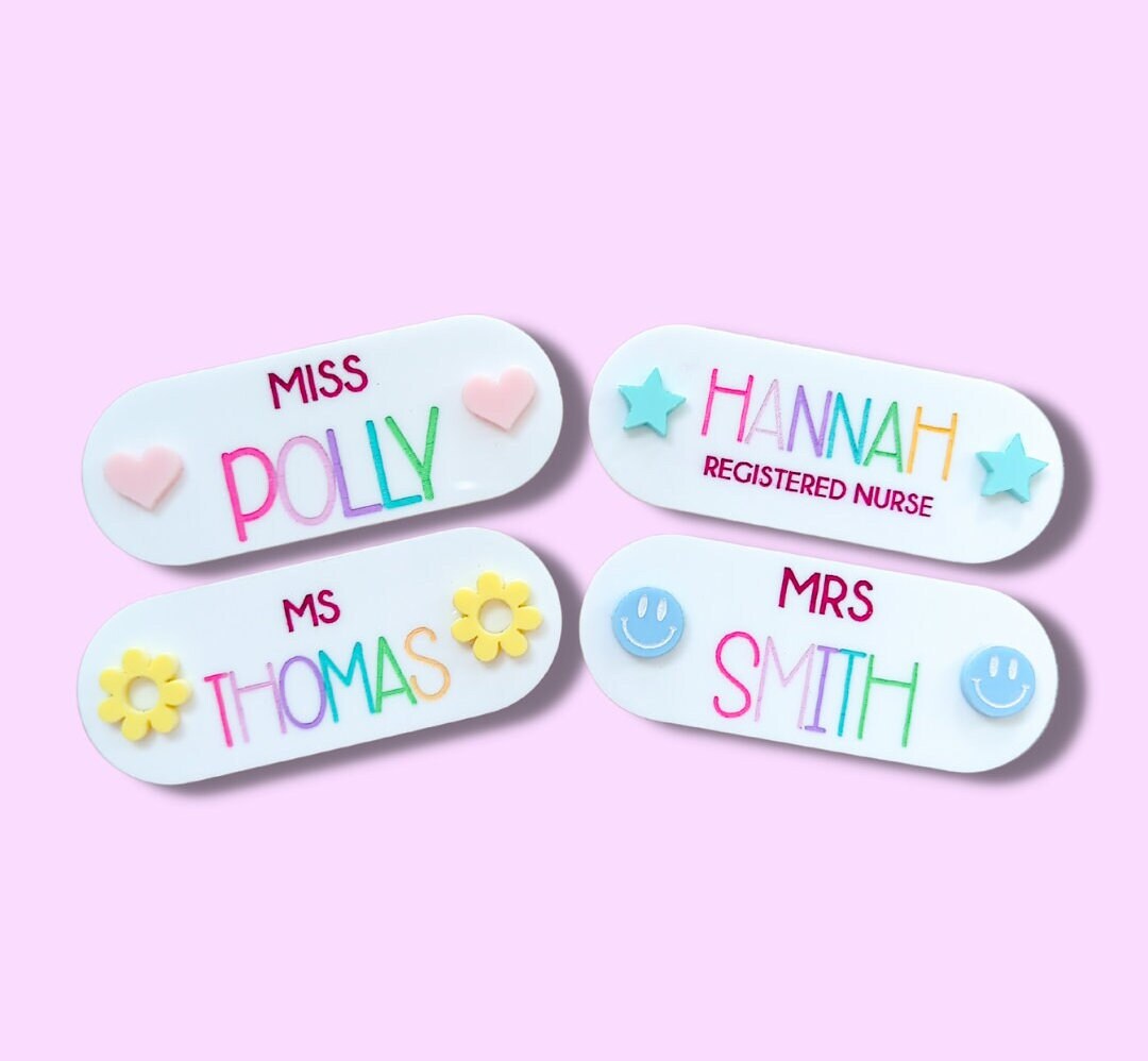 Personalised Acrylic Name Badges Teacher Nurses Medical - Etsy